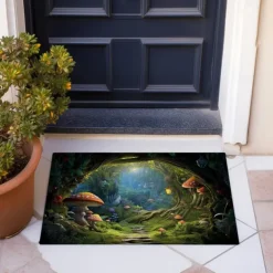 Mushrooms Forest Doormat Floor Mats Washable Rugs Kitchen Mat Non-Slip Oil Proof Rug Indoor Outdoor Mat Bedroom Decor Bathroom Mat Entrance Rug