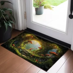 Mushrooms Forest Doormat Floor Mats Washable Rugs Kitchen Mat Non-Slip Oil Proof Rug Indoor Outdoor Mat Bedroom Decor Bathroom Mat Entrance Rug