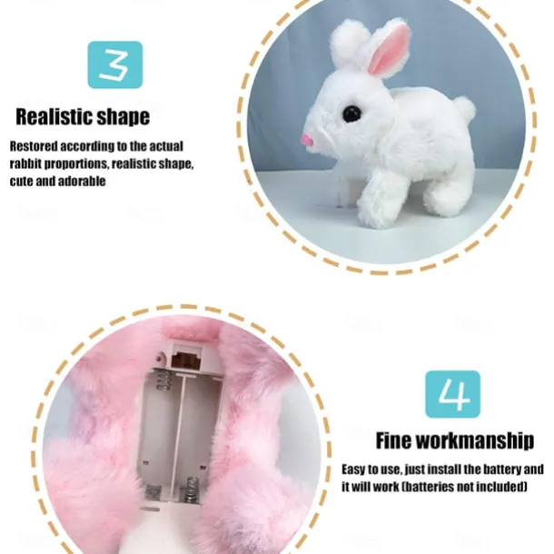 My Realistic Bunny Toy, Interactive Bunny Easter Decoration Realistic Bunny Gift for Kids- Jumping, Twitching, and Shaking Ears, Bunny Realistic Bunny Toy, Bunbi Realistic Bunny