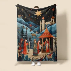 Nativity Baptism Nativity Of Jesus Vintage Super Soft Throws Blanket,Novelty Flannel Throw Blankets Warm Printed All Seasons Gifts Home Decor Big Blanket
