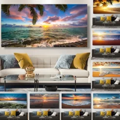 Natural Modern Seascape Wall Pictures Landscape Beach Sea Ocean Canvas Painting Wall Art Posters for Living Room Decor Cuadros
