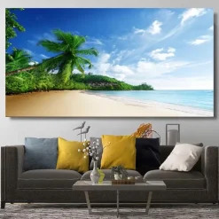 Natural Modern Seascape Wall Pictures Landscape Beach Sea Ocean Canvas Painting Wall Art Posters for Living Room Decor Cuadros
