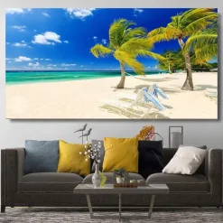 Natural Modern Seascape Wall Pictures Landscape Beach Sea Ocean Canvas Painting Wall Art Posters for Living Room Decor Cuadros
