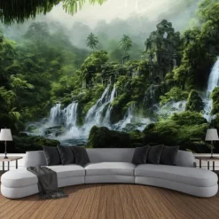 Nature Cascade Hanging Tapestry Wall Art Large Tapestry Mural Decor Photograph Backdrop Blanket Curtain Home Bedroom Living Room Decoration