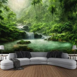 Nature Cascade Hanging Tapestry Wall Art Large Tapestry Mural Decor Photograph Backdrop Blanket Curtain Home Bedroom Living Room Decoration