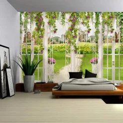 Nature Garden Theme Hanging Tapestry Wall Art Large Tapestry Mural Decor Photograph Backdrop Blanket Curtain Home Bedroom Living Room Decoration