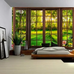 Nature Garden Theme Hanging Tapestry Wall Art Large Tapestry Mural Decor Photograph Backdrop Blanket Curtain Home Bedroom Living Room Decoration