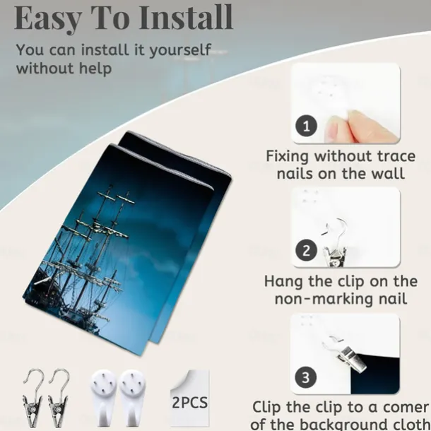 Nature Landscape Hanging Tapestry Wall Art Marine Sailing Moon Large Tapestry Mural Decor Photograph Backdrop Blanket Curtain Home Bedroom Living Room Decoration Pirate