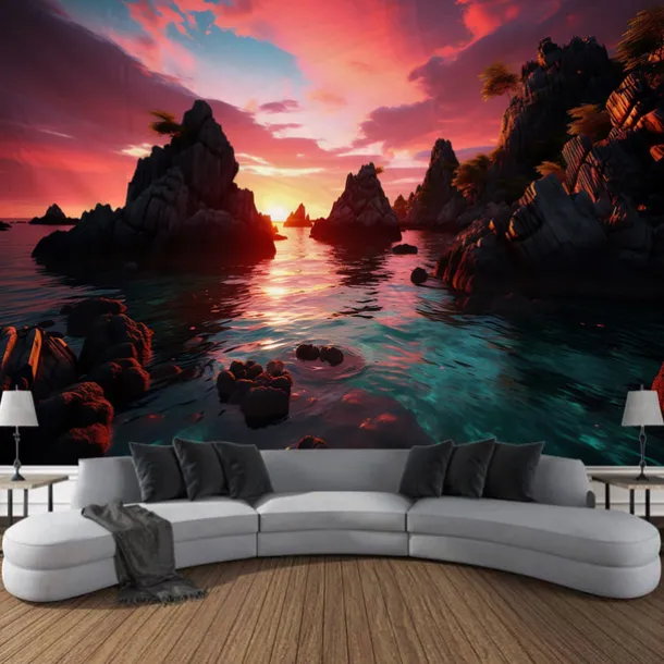 Nature Sunset Landscape Hanging Tapestry Wall Art Large Tapestry Mural Decor Photograph Backdrop Blanket Curtain Home Bedroom Living Room Decoration