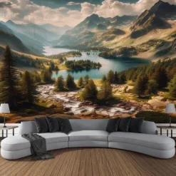 Nature Waterfall Rock Hanging Tapestry Landscape Wall Art Large Tapestry Mural Decor Photograph Backdrop Blanket Curtain Home Bedroom Living Room Decoration