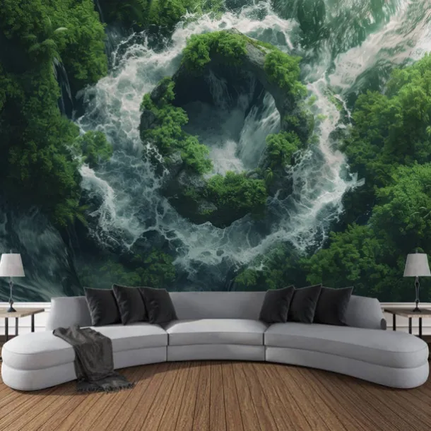 Nature Waterfall Rock Hanging Tapestry Landscape Wall Art Large Tapestry Mural Decor Photograph Backdrop Blanket Curtain Home Bedroom Living Room Decoration