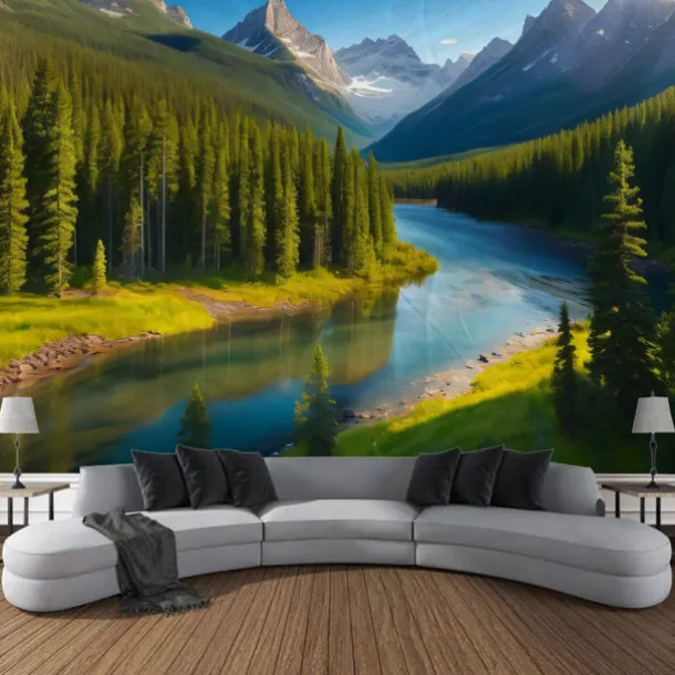 Nature Waterfall Rock Hanging Tapestry Landscape Wall Art Large Tapestry Mural Decor Photograph Backdrop Blanket Curtain Home Bedroom Living Room Decoration