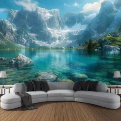 Nature Waterfall Rock Hanging Tapestry Landscape Wall Art Large Tapestry Mural Decor Photograph Backdrop Blanket Curtain Home Bedroom Living Room Decoration