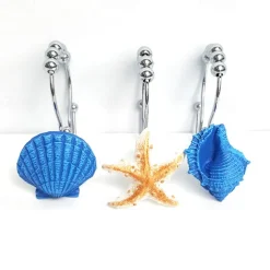 Nautical Shower Curtain Hook 12pc/box Rustproof Sea Star Shell Pendants for Bathroom Decor