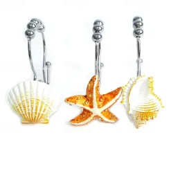 Nautical Shower Curtain Hook 12pc/box Rustproof Sea Star Shell Pendants for Bathroom Decor