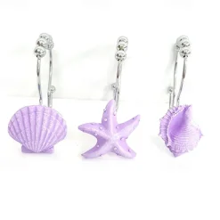 Nautical Shower Curtain Hook 12pc/box Rustproof Sea Star Shell Pendants for Bathroom Decor