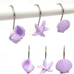 Nautical Shower Curtain Hook 12pc/box Rustproof Sea Star Shell Pendants for Bathroom Decor