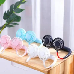 Neck Hanging Fan Portable USB Mini Lazy Fan Headset Neck Hanging Small Fan USB Charging Band Aromatherapy Neck Hanging Fan