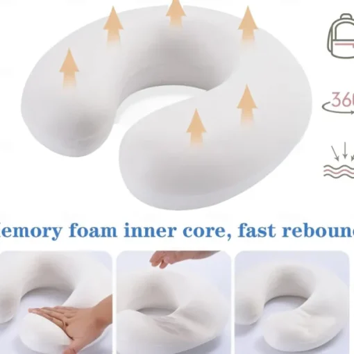 Neck Pillow for Traveling, Upgraded Travel Neck Pillow for Airplane 100% Pure Memory Foam Travel Pillow for Flight Headrest Sleep, Portable Plane Accessories
