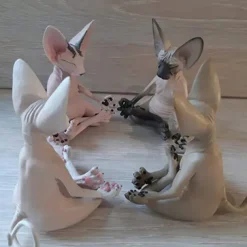 New Cat Figurine Sphynx Meditation Statue Yoga Animal Cat Meditate Art Sculpture Micro Decoration Garden Home Office Ornament