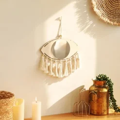 new devil's eye woven decorative mirror tapestry wall hanging cotton thread tassel eye home pendant hand-made gift