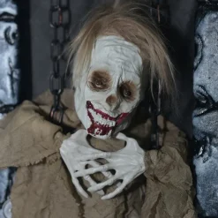 New Halloween Decoration Electric Gravestone Hanging Ghost Voice-Activated Induction Electric Light-Emitting Sound Swinging Horror Thriller Costume