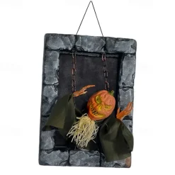 New Halloween Decoration Electric Gravestone Hanging Ghost Voice-Activated Induction Electric Light-Emitting Sound Swinging Horror Thriller Costume