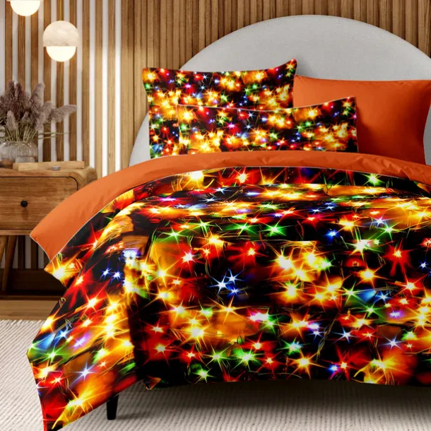 New Year Colorful Duvet Cover Set 100% Cotton, Soft and Breathable Fabric, Vibrant and Festive Design, Includes Duvet Cover and Pillowcases, Hypoallergenic and Skin-Friendly, Machine Washable, Durable