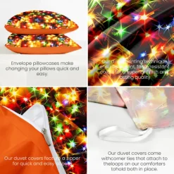 New Year Colorful Duvet Cover Set 100% Cotton, Soft and Breathable Fabric, Vibrant and Festive Design, Includes Duvet Cover and Pillowcases, Hypoallergenic and Skin-Friendly, Machine Washable, Durable