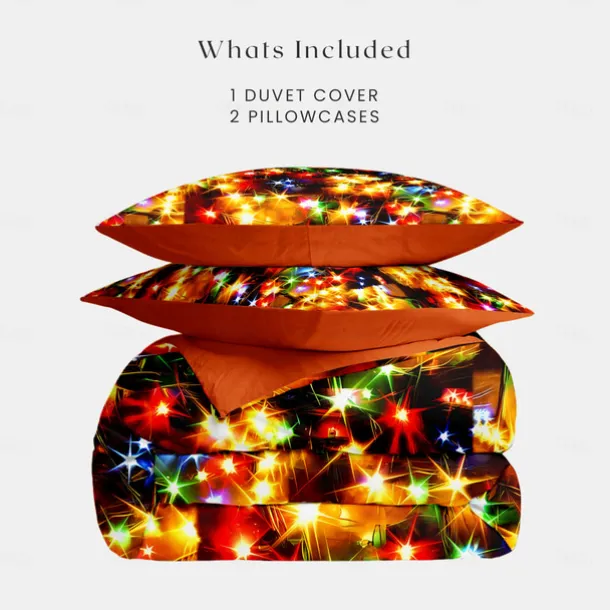 New Year Colorful Duvet Cover Set 100% Cotton, Soft and Breathable Fabric, Vibrant and Festive Design, Includes Duvet Cover and Pillowcases, Hypoallergenic and Skin-Friendly, Machine Washable, Durable