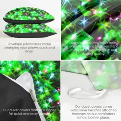 New Year Colorful Duvet Cover Set 100% Cotton, Soft and Breathable Fabric, Vibrant and Festive Design, Includes Duvet Cover and Pillowcases, Hypoallergenic and Skin-Friendly, Machine Washable, Durable