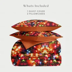 New Year Colorful Duvet Cover Set 100% Cotton, Soft and Breathable Fabric, Vibrant and Festive Design, Includes Duvet Cover and Pillowcases, Hypoallergenic and Skin-Friendly, Machine Washable, Durable