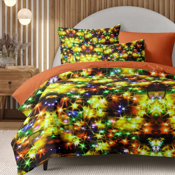 New Year Colorful Duvet Cover Set 100% Cotton, Soft and Breathable Fabric, Vibrant and Festive Design, Includes Duvet Cover and Pillowcases, Hypoallergenic and Skin-Friendly, Machine Washable, Durable