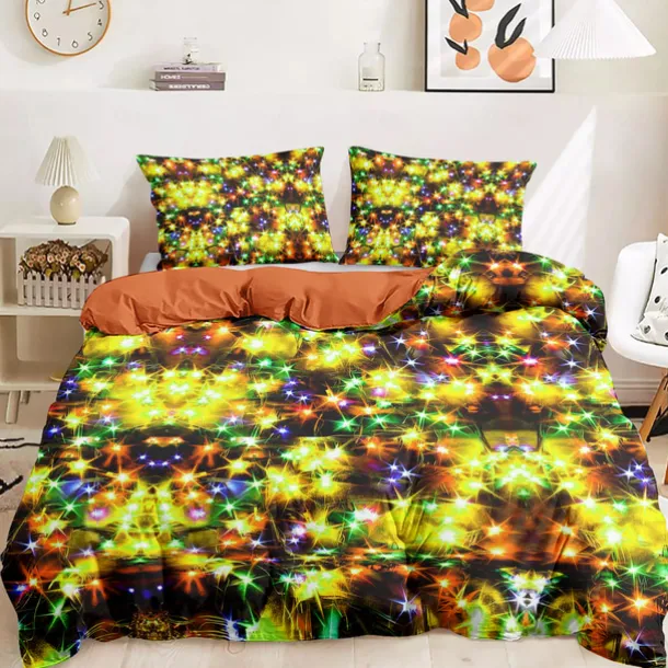New Year Colorful Duvet Cover Set 100% Cotton, Soft and Breathable Fabric, Vibrant and Festive Design, Includes Duvet Cover and Pillowcases, Hypoallergenic and Skin-Friendly, Machine Washable, Durable
