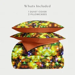 New Year Colorful Duvet Cover Set 100% Cotton, Soft and Breathable Fabric, Vibrant and Festive Design, Includes Duvet Cover and Pillowcases, Hypoallergenic and Skin-Friendly, Machine Washable, Durable