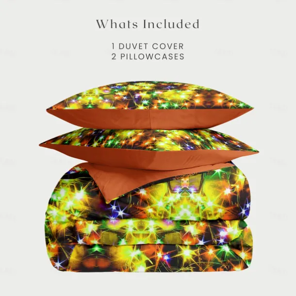 New Year Colorful Duvet Cover Set 100% Cotton, Soft and Breathable Fabric, Vibrant and Festive Design, Includes Duvet Cover and Pillowcases, Hypoallergenic and Skin-Friendly, Machine Washable, Durable