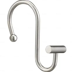 Nickel Shower Curtain Hooks, Rust Proof Shower Curtain Rings for Bathroom, Silver Metal Decorative Shower Curtain Hooks Hangers for Shower Curtain Rod, Set of 12 T-Bar Design