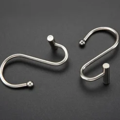 Nickel Shower Curtain Hooks, Rust Proof Shower Curtain Rings for Bathroom, Silver Metal Decorative Shower Curtain Hooks Hangers for Shower Curtain Rod, Set of 12 T-Bar Design