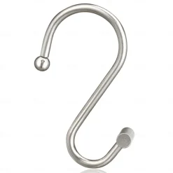 Nickel Shower Curtain Hooks, Rust Proof Shower Curtain Rings for Bathroom, Silver Metal Decorative Shower Curtain Hooks Hangers for Shower Curtain Rod, Set of 12 T-Bar Design