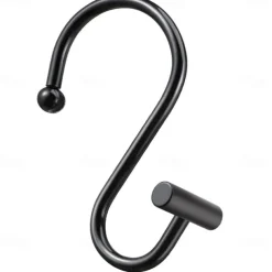 Nickel Shower Curtain Hooks, Rust Proof Shower Curtain Rings for Bathroom, Silver Metal Decorative Shower Curtain Hooks Hangers for Shower Curtain Rod, Set of 12 T-Bar Design