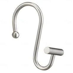 Nickel Shower Curtain Hooks, Rust Proof Shower Curtain Rings for Bathroom, Silver Metal Decorative Shower Curtain Hooks Hangers for Shower Curtain Rod, Set of 12 T-Bar Design