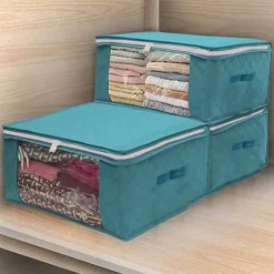 Non Woven Dustproof Bag Folding Storage Quilt Bag Wardrobe Clothing Finishing Box Storage Bag 49X36X21cm