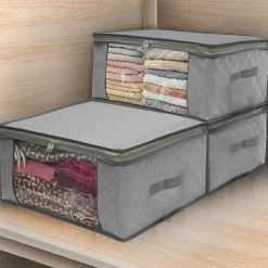 Non Woven Dustproof Bag Folding Storage Quilt Bag Wardrobe Clothing Finishing Box Storage Bag 49X36X21cm