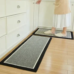 Non-Skid Washable Kitchen Rugs & Mats Anti-Fatigue, Non-Slip Absorbent Woven Runner Rubber Backed for Floors, Machine Washable Farmhouse Standing Mats for Sink, Laundry Room, Hallway