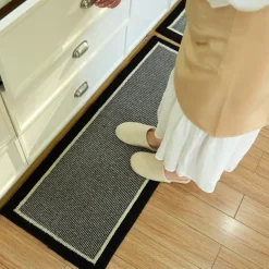 Non-Skid Washable Kitchen Rugs & Mats Anti-Fatigue, Non-Slip Absorbent Woven Runner Rubber Backed for Floors, Machine Washable Farmhouse Standing Mats for Sink, Laundry Room, Hallway