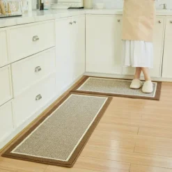 Non-Skid Washable Kitchen Rugs & Mats Anti-Fatigue, Non-Slip Absorbent Woven Runner Rubber Backed for Floors, Machine Washable Farmhouse Standing Mats for Sink, Laundry Room, Hallway