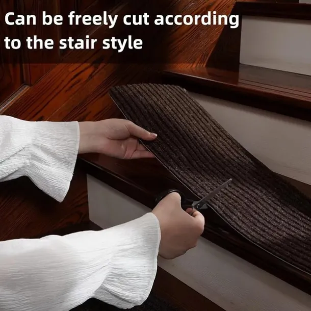 Non-Slip Carpet Stair Treads, Non-Skid Safety Rug, Slip Resistant Indoor Runner For Elders And Pets With Reusable Adhesive
