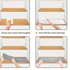 Non-Slip Carpet Stair Treads, Non-Skid Safety Rug, Slip Resistant Indoor Runner For Elders And Pets With Reusable Adhesive