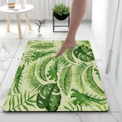 Nordic Green Leaf Bathroom Bath Mat Non-slip Creative Absorbent Bathroom Rug Diatomaceous Earth Non Slip
