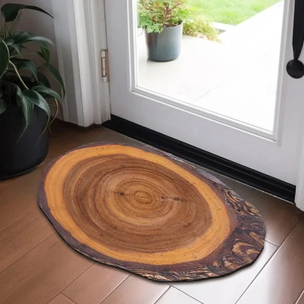 Novelty Door Mat Floor Mat Non Slip Ring of Tree 3D Trunk Wooden Log Print Area Rug Bath Mat for Indoor Outdoor Patio Bedroom Kitchen Office